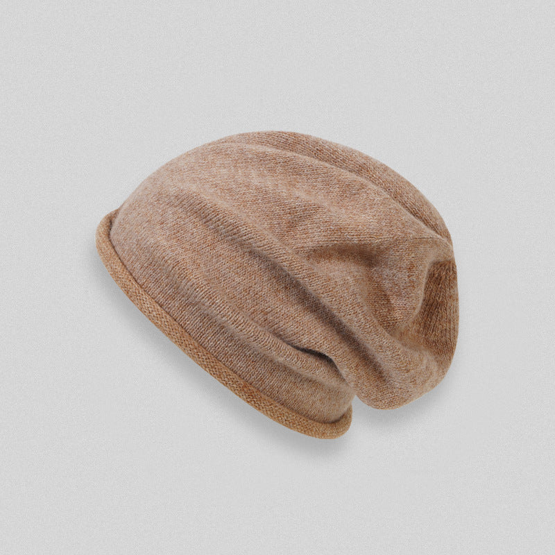 Wholesale Solid Color Rolled Hem Pile Hat Rabbit Fluff Wool Cashmere Hat