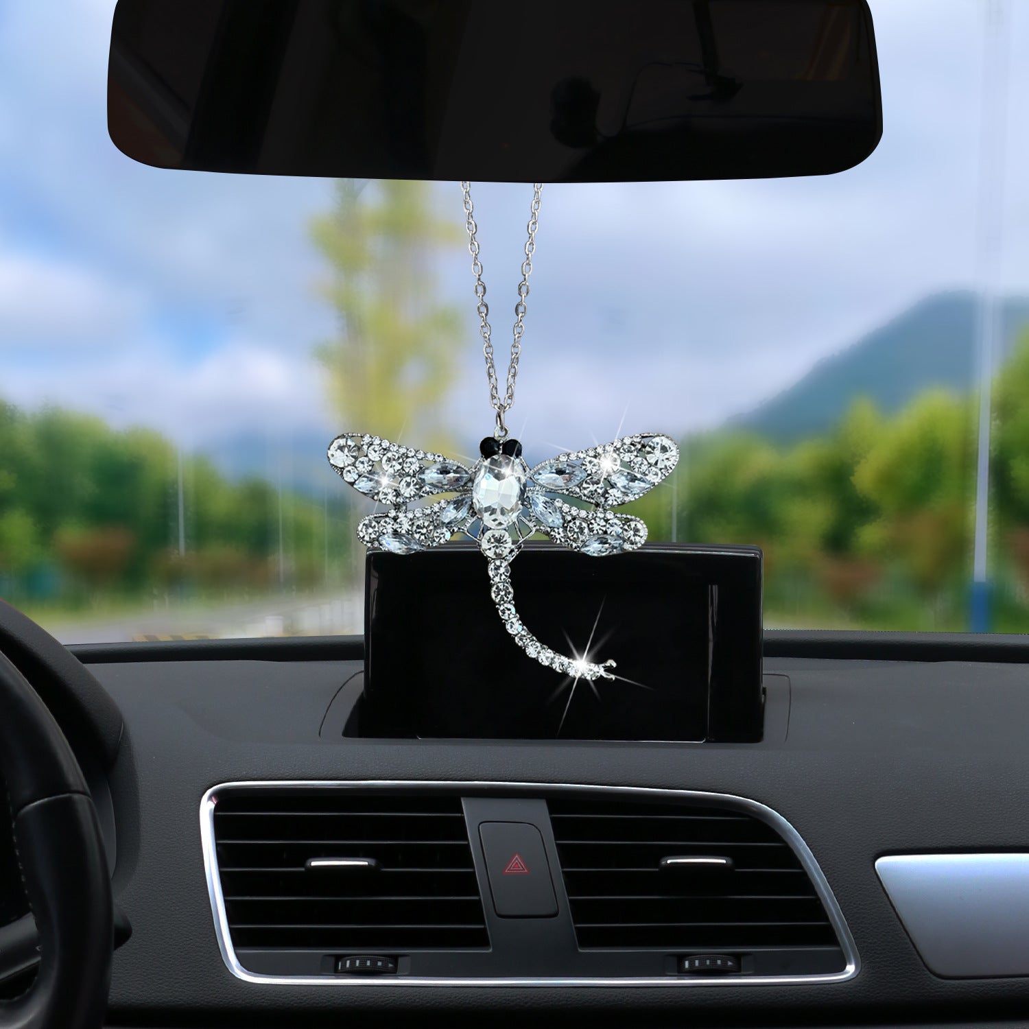 Wholesale diamond-encrusted alloy dragonfly car  decoration  pendant car accessories