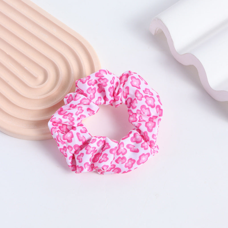 Wholesale 5pcs Pink Love Flower Large Intestine Hair Scrunchies