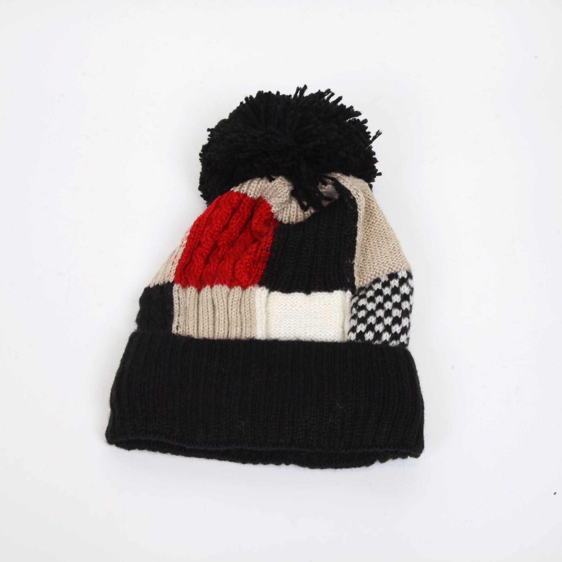 Wholesale Square Plaid Wool Ball Beanie