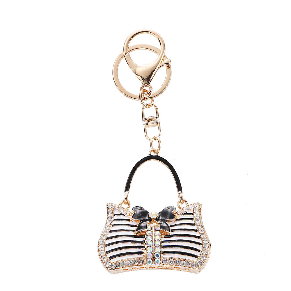 Wholesale Cute Rhinestone-Studded Bow Children' s Handbag Keychain
