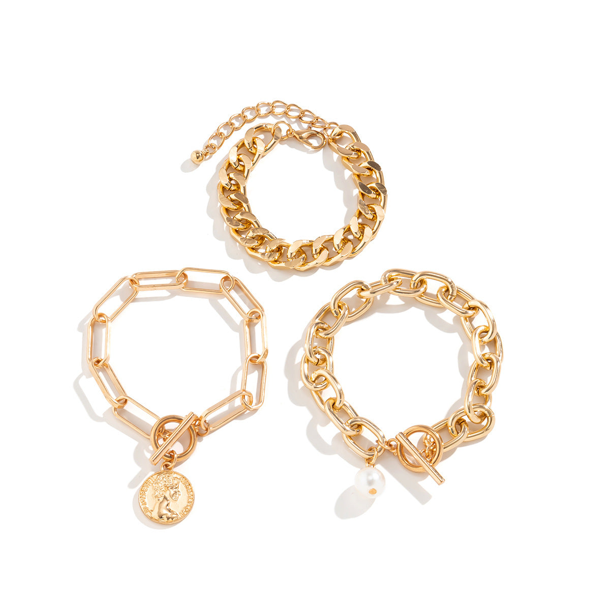 Wholesale Imitation Pearl Alloy Bracelet Set