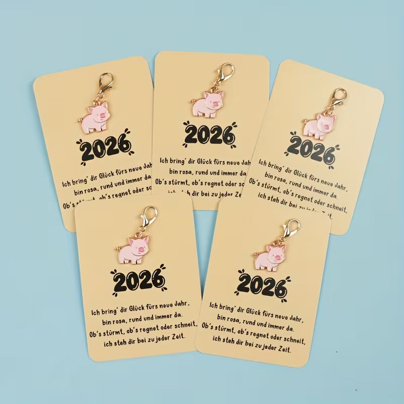Wholesale German Blessing Card Cute Cartoon Piggy Keychain