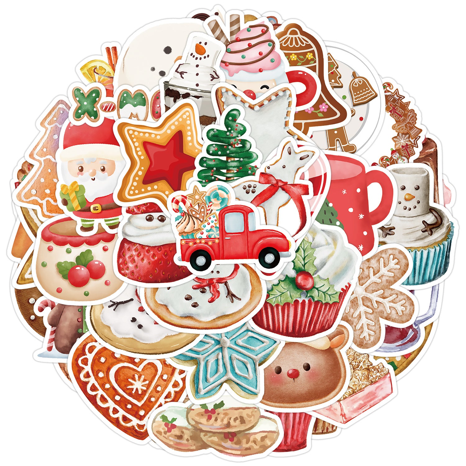 Wholesale 50pcs Christmas Food Series Graffiti Stickers Water Cup  Stickers
