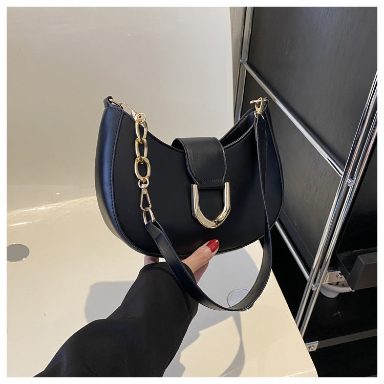 Wholesale Trendy Fashion Simple Texture One-shoulder Underarm Moon Bag