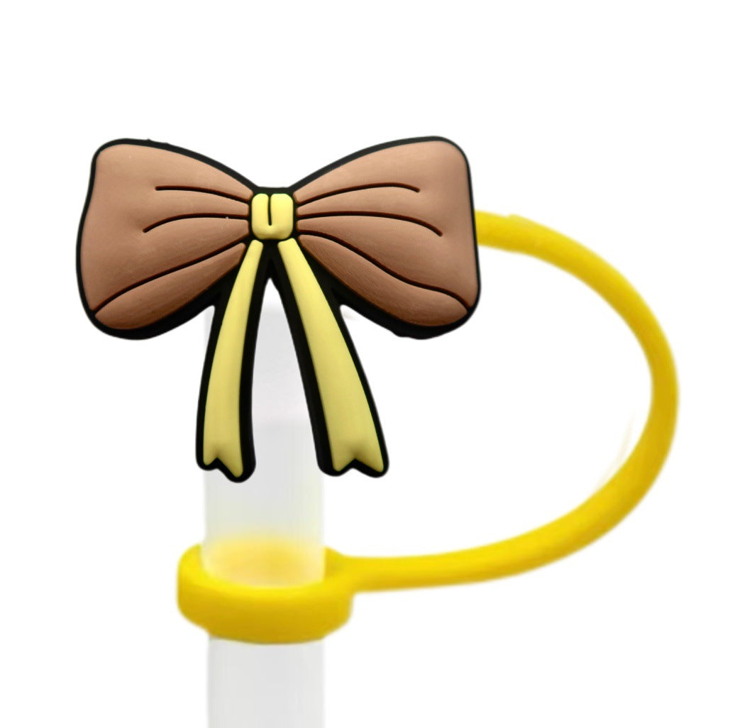 Wholesale 10pcs Bow Straw Cap Silicone Straw Tube Cap