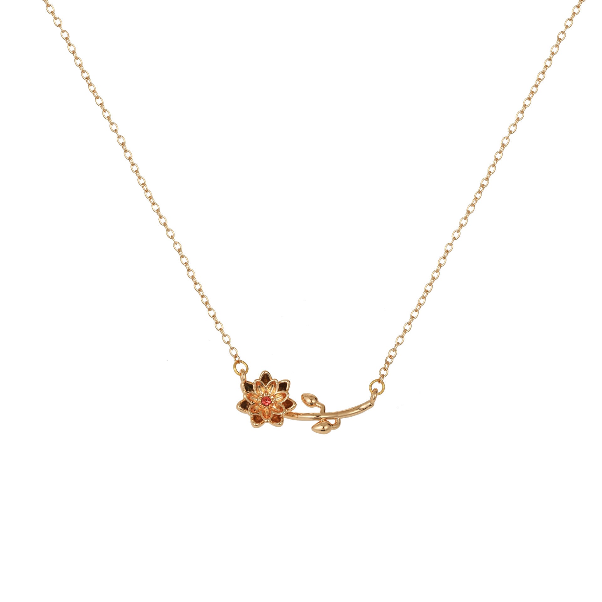Wholesale 3D December Birth Flower Pendant Necklace Gold Plated Copper Decorative Jewelry Accessory