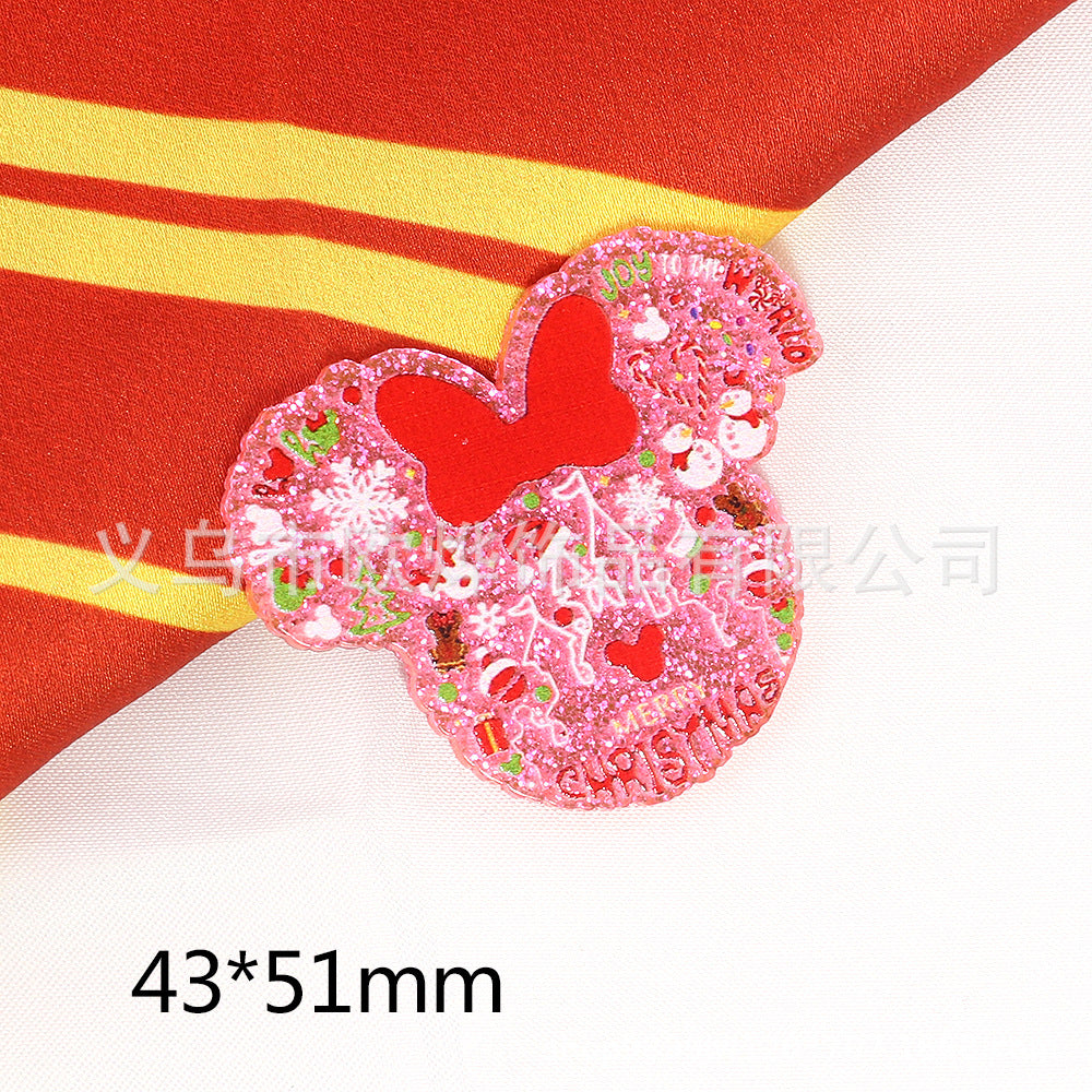 Wholesale 10pcs/pack Powder Cartoon Christmas Snowman Jewelry Acrylic Pin OLY Exclusive