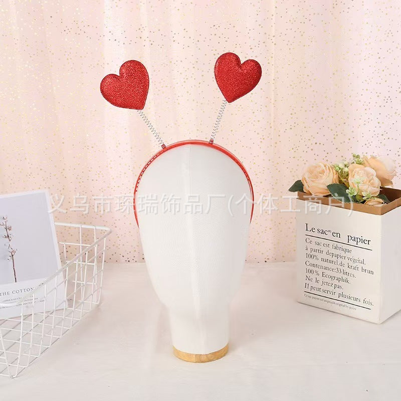 Wholesale Valentine's Day Christmas Party Theme Glitter Love Peach Heart Hair Accessories