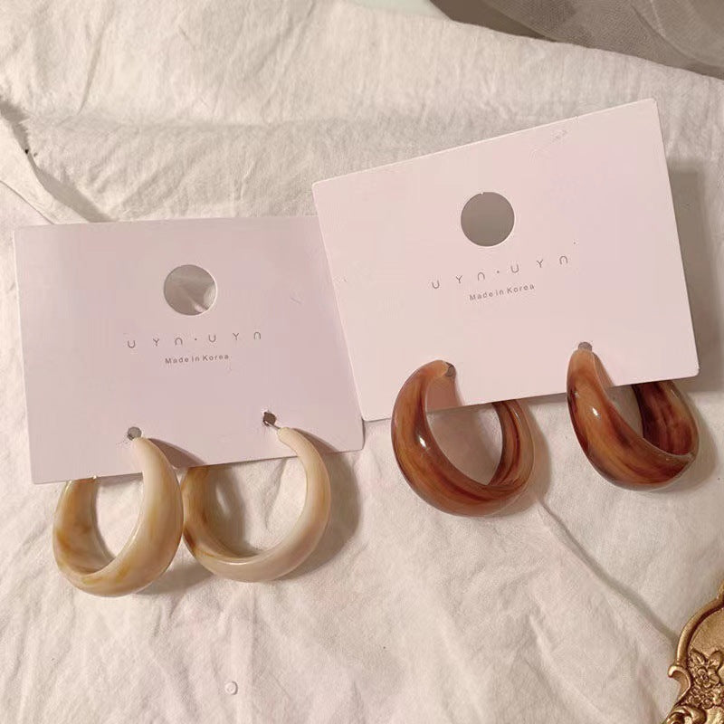 Wholesale S925 Silver Needle Acrylic Geometric C Shape Earrings