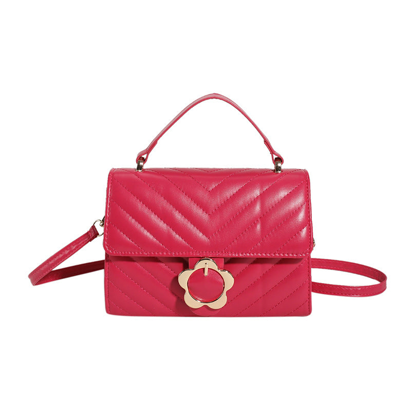 Wholesale Simple Pink PU Handbag Versatile One Shoulder Crossbody Bag