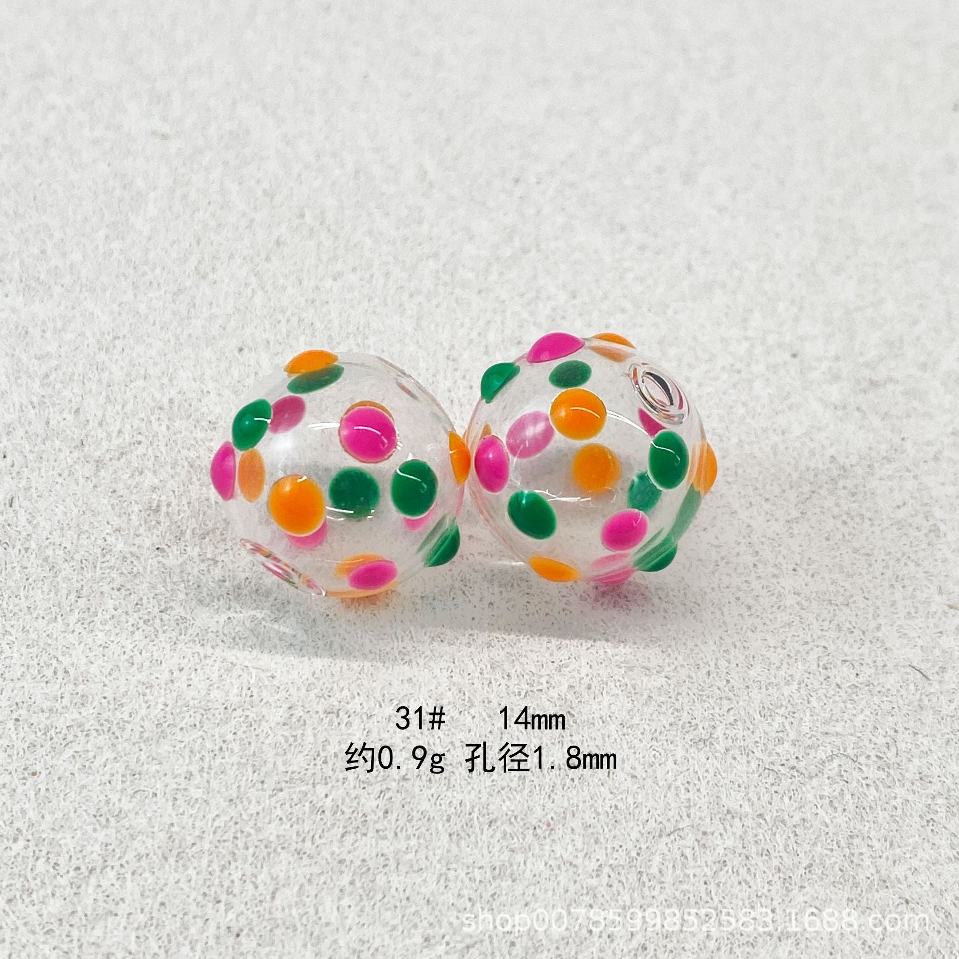 Wholesale 10pcs Transparent hollow glass heart-shaped polka dot hand-painted flower beads