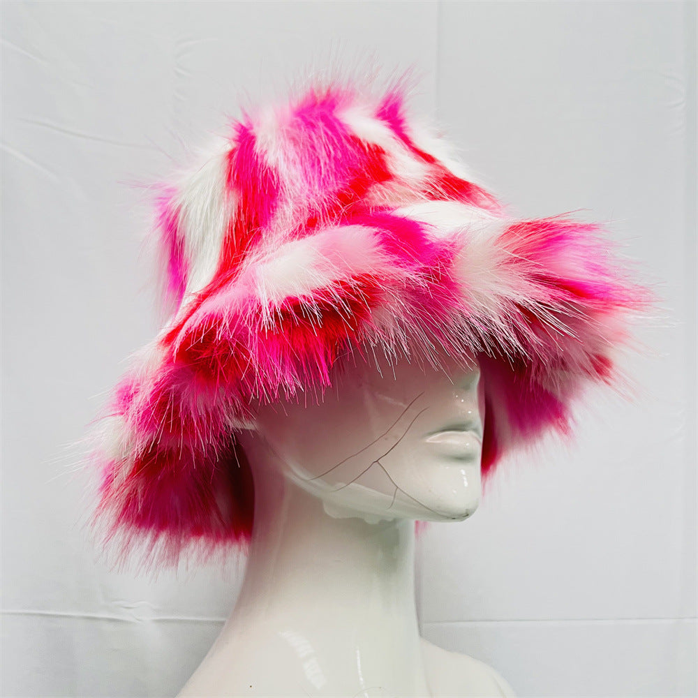 Wholesale Colorful Plush Imitation Fur Bucket Hat