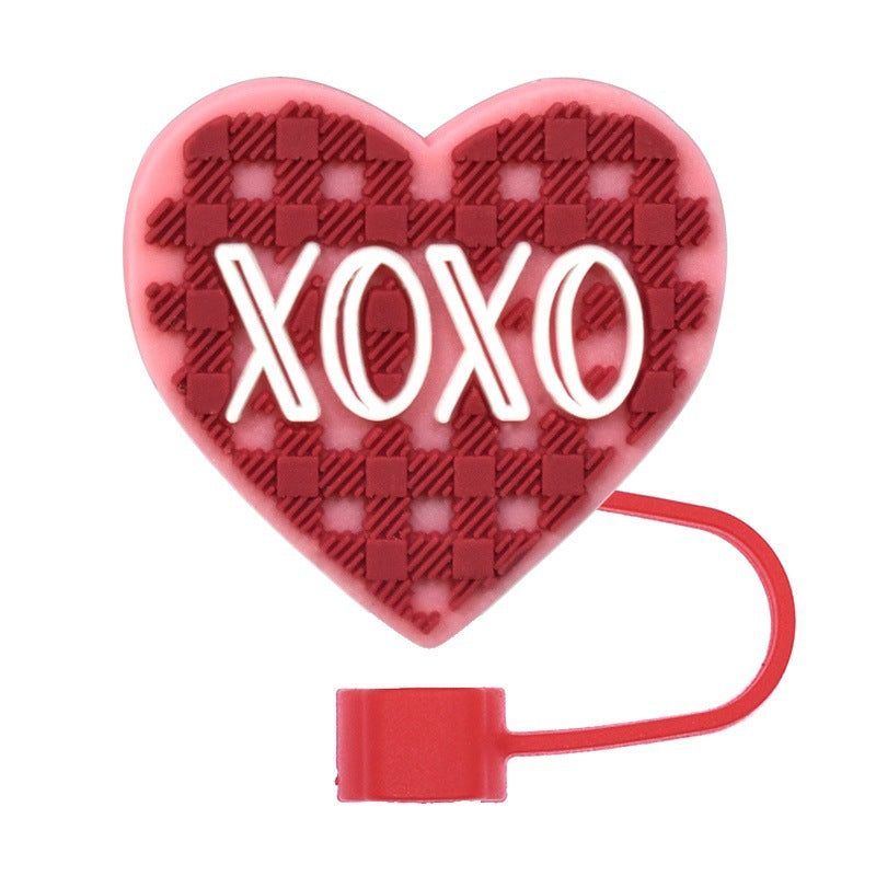 Wholesale Random 100pcs Valentine' s Day Love Water Cup  10mm Universal Party Straw Tube Cap