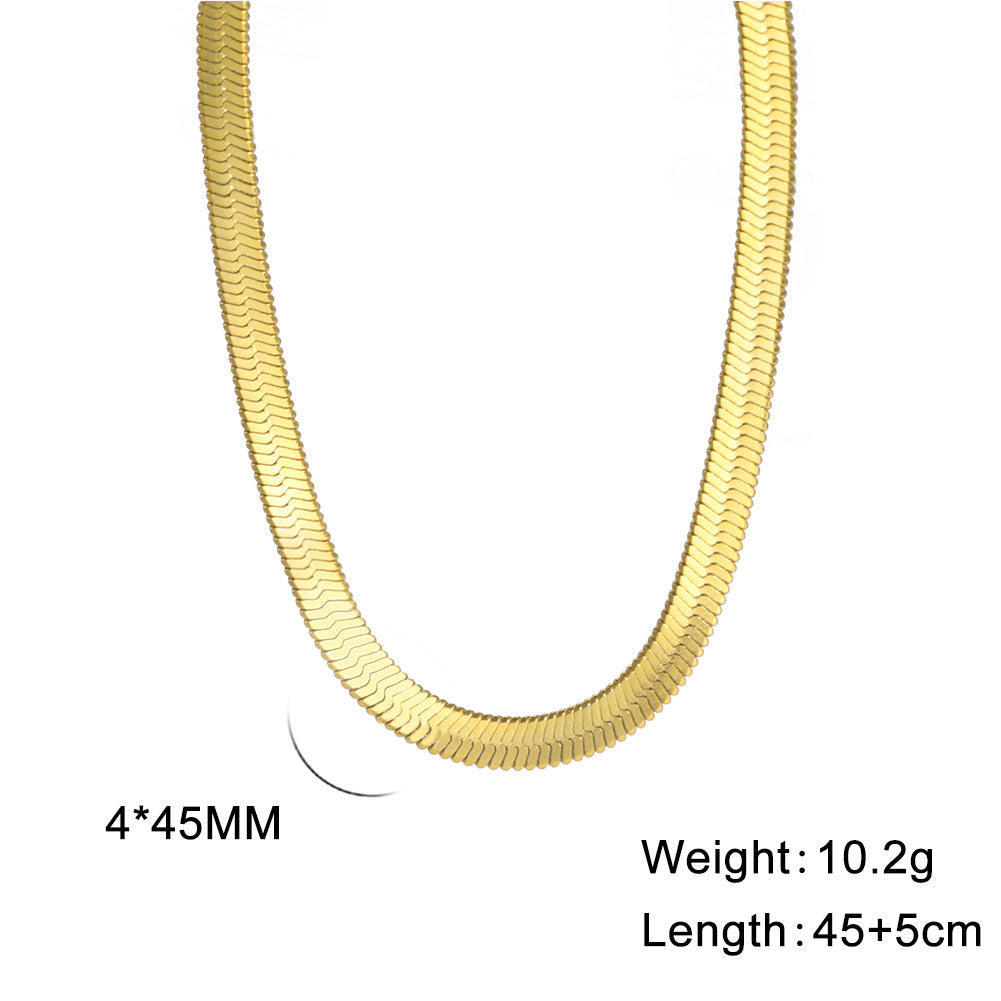 Wholesale Stainless steel snake flat chain snake chain gold necklace snake bone stainless steel plain chain necklace