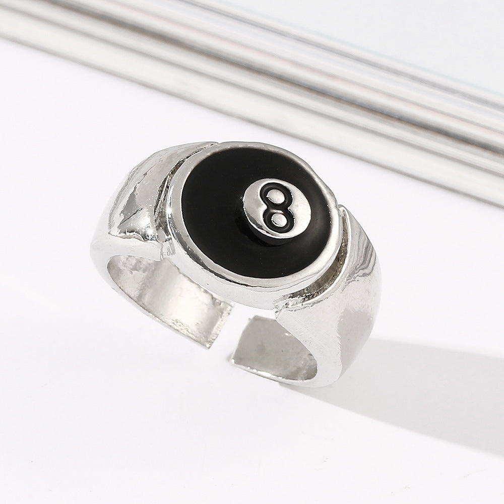 Wholesale Men's Creative Billiards Number Black Eight Ring