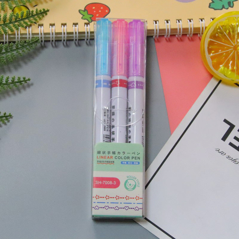 Wholesale 6-color Ledger Lace Pen, Wave Shaped Plastic Fluorescent Marker Pen