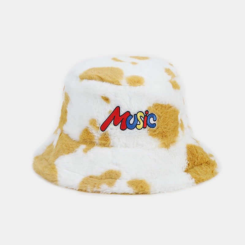 Wholesale Cow Pattern MUSIC Bucket Hat Plush Hat