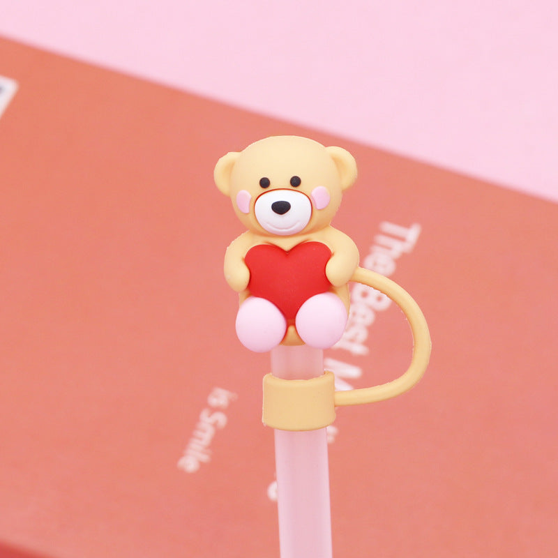 Wholesale straw cap 10mm Valentine's Day love straw cap straw stopper universal personality straw dust cap cross-border