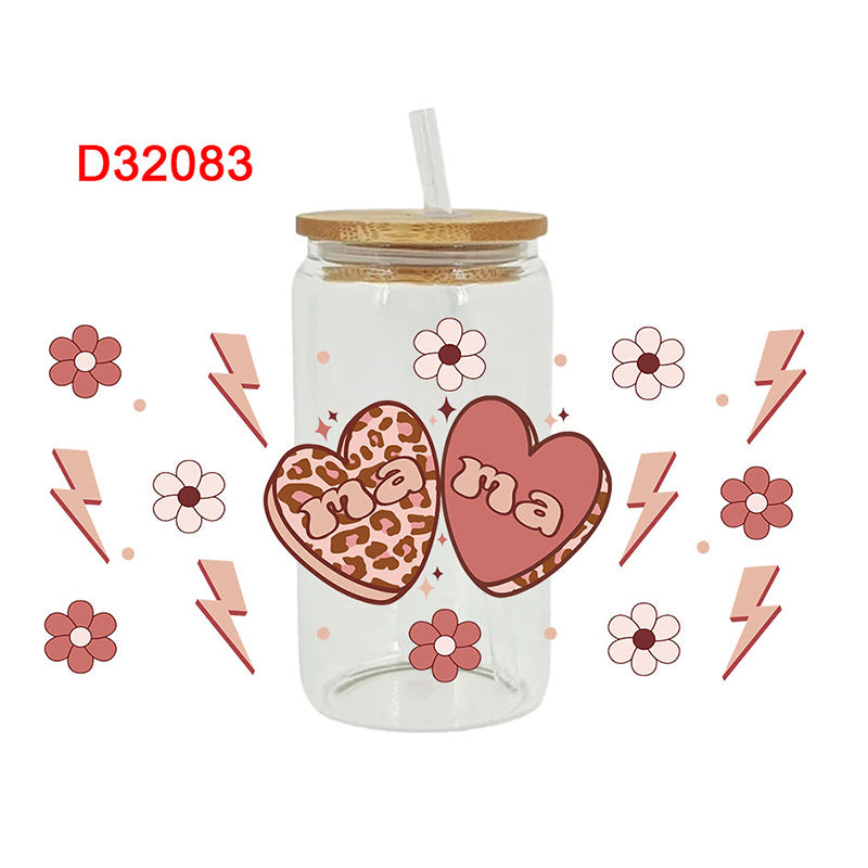 Wholesale Flower Bow Mother's Day  16oz Cup UV DTF Wraps