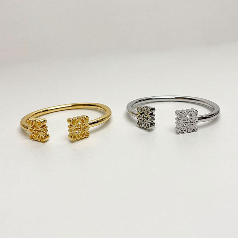 Wholesale  Real Gold Electroplating Square Hollow Pattern Open-ended Bracelet