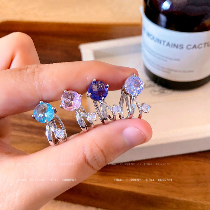 Wholesale colorful zircon rabbit red no ear hole ear bone clip earrings