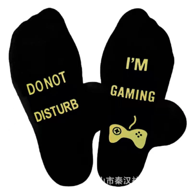 Wholesale of European and American Cotton Medium Cylinder Letter Anti Slip Adhesive Socks