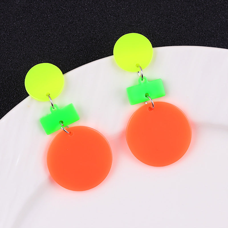 Wholesale Geometric fluorescent lightning bolt round irregular acrylic earrings