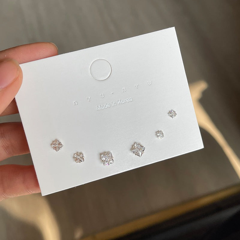 Wholesale Super Flash Zircon 925 Sterling Silver Small Earrings Set