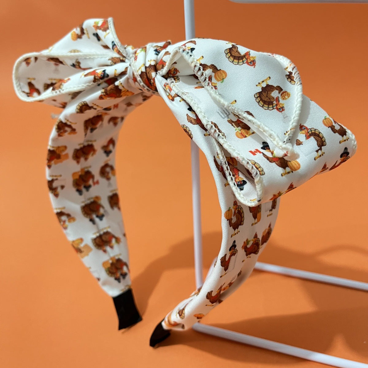 Wholesale Fabric Thanksgiving Pumpkin Maple Leaf Turkey Bow Headband