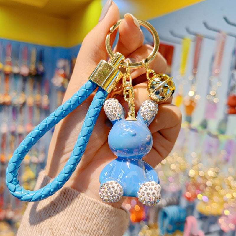 Keychains de diamantes con bunny de electroplacas de coloridos al por mayor