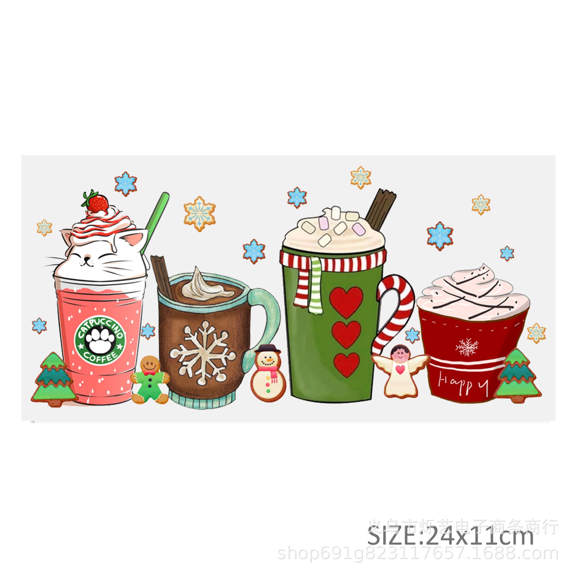 Wholesale Christmas  Snowman Drink  16oz Cup UV DTF Wraps