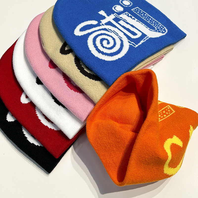 Wholesale Autumn and Winter Dopamine Letter Wool Knitted Hat