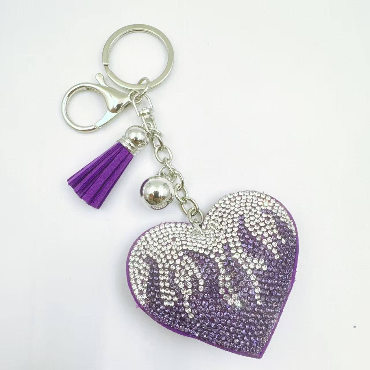 Wholesale Cute  Rhinestone  Flame Love Tassel Flannel Keychain