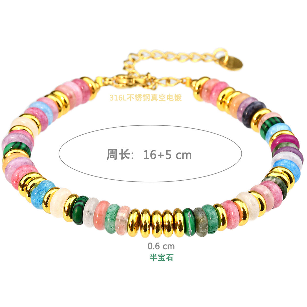 Wholesale Colorfast Agate Beaded Natural Crystal Bracelet