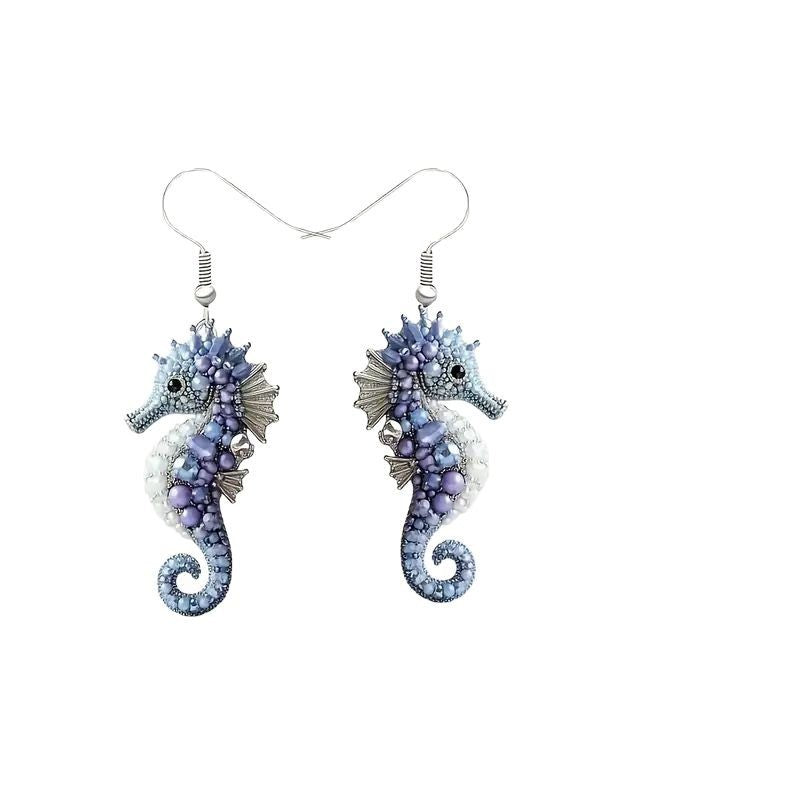 Wholesale Ocean Series Diamond Seahorse Pattern Earrings