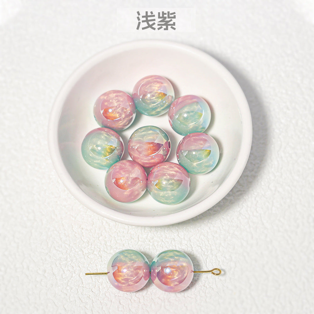 Wholesale 30pcs/1pack Thousand Colored Clouds Straight Hole Round Beads Handmade DIY Loose Beads