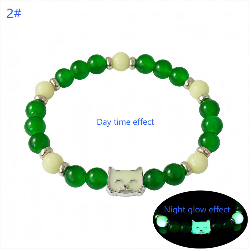 Wholesale Halloween alloy double-sided luminous cat bracelet