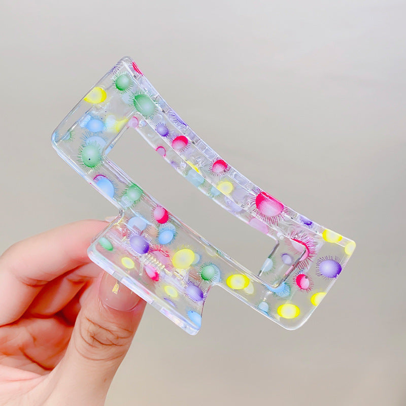 Wholesale Plastic Floral Transparent Grip Hair Clips