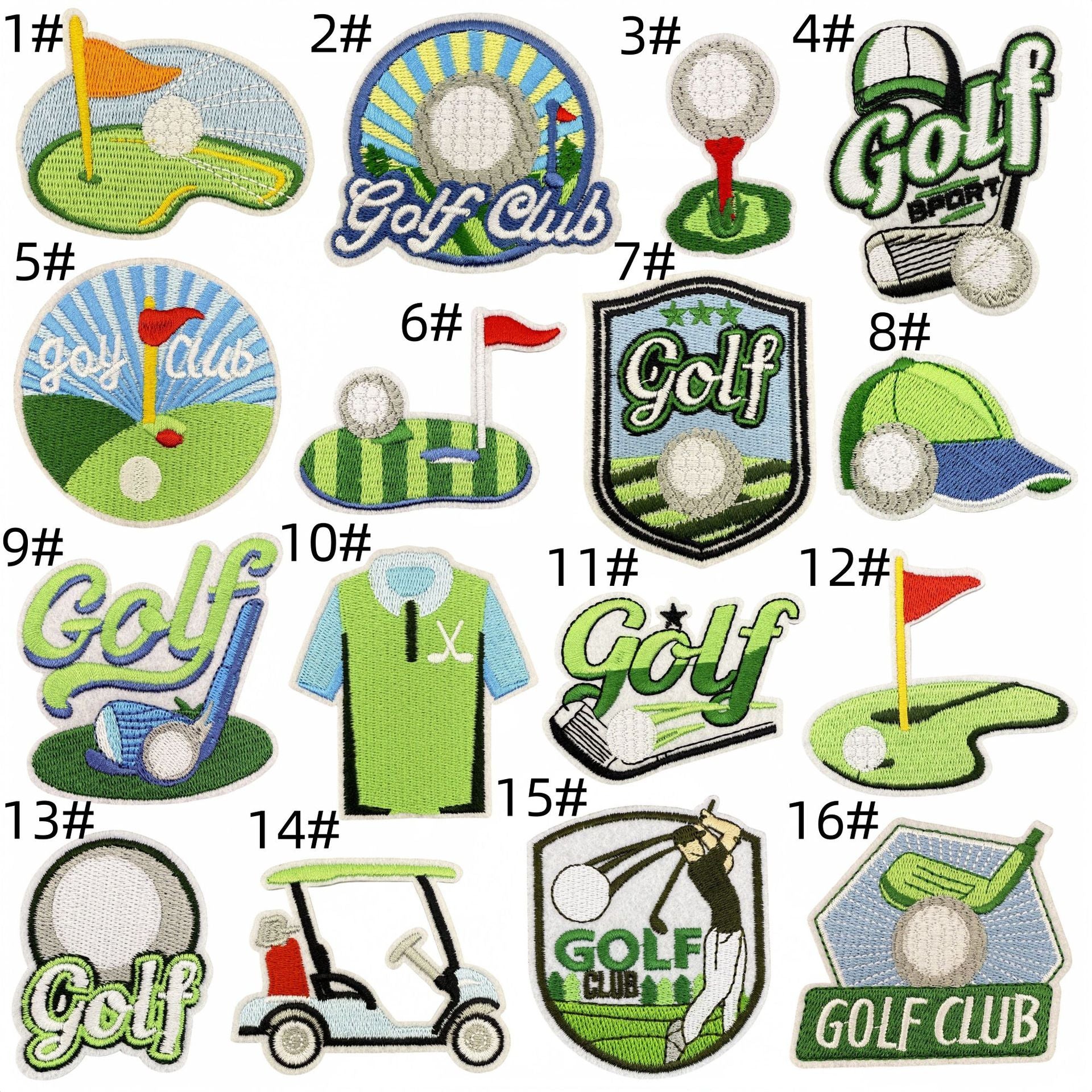 Wholesale Cartoon Golf Embroidered Iron On Patch Green Decorative Cloth Patch For Clothing Bags And DIY Crafts