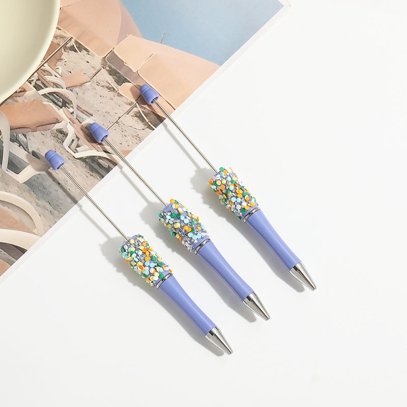 Wholesale 10pcs Beadable Pens Full of Diamonds DIY Handmade Diamond Ballpoint Pen