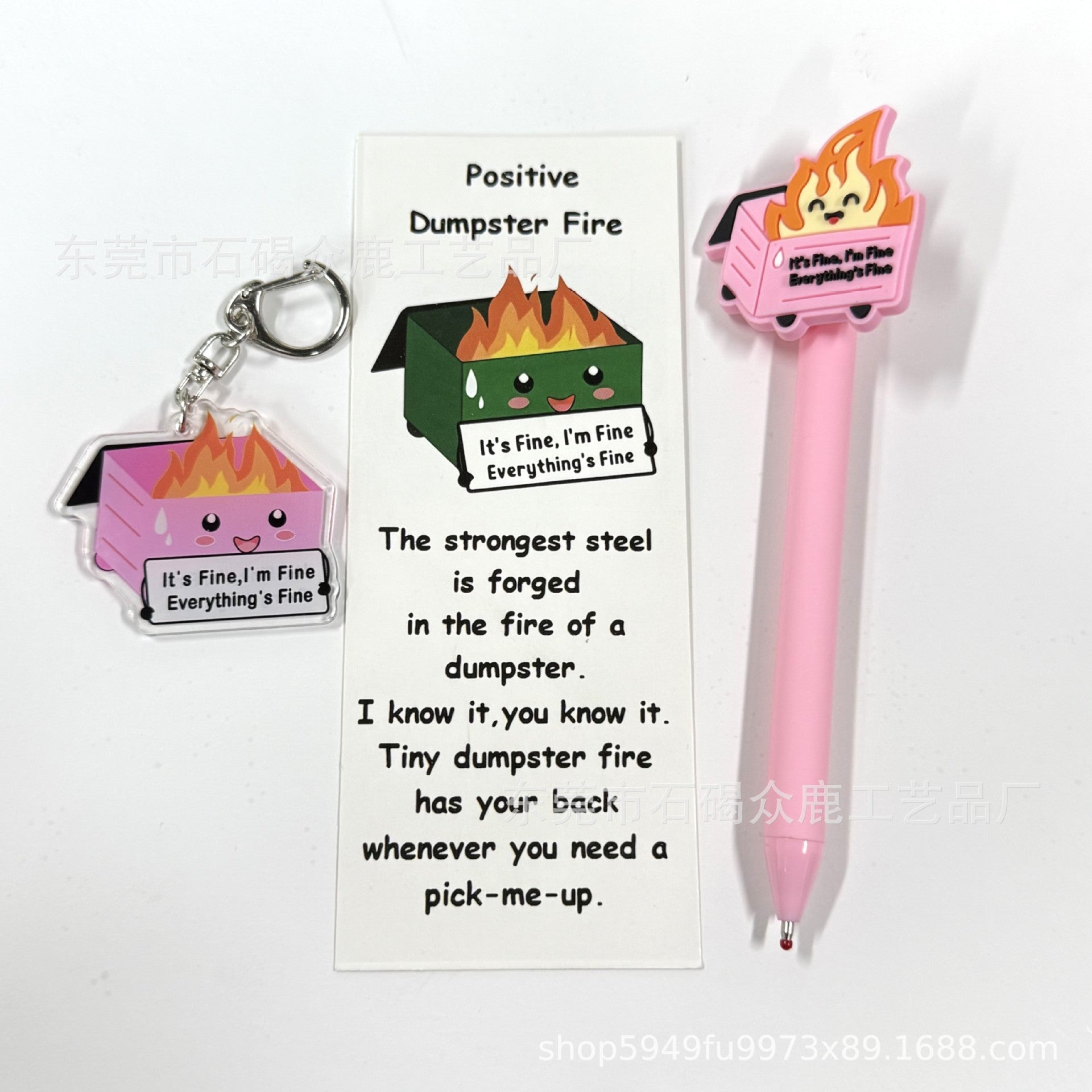 Wholesale Creative Trash Can Ballpoint Pen Acrylic Keychain