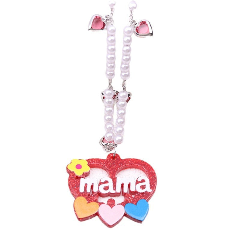Wholesale Mother's Day Red Love Irregular Acrylic Necklaces