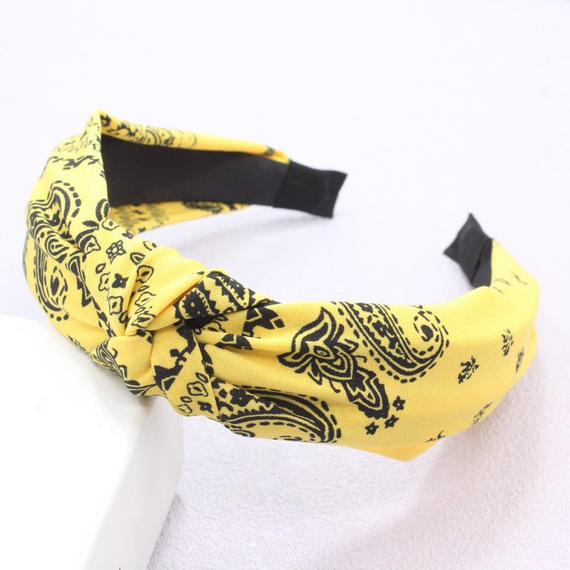 Wholesale Cashew Flower Vintage Wide Edge Fabric Headband