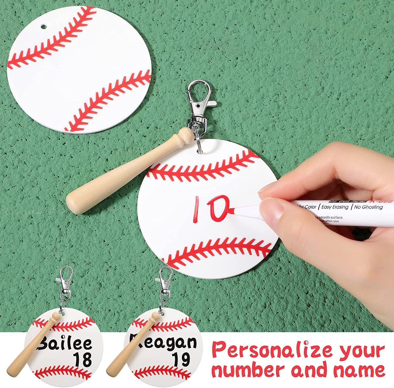 Wholesale Blank Baseball Acrylic Kit Wooden Stick Keychains