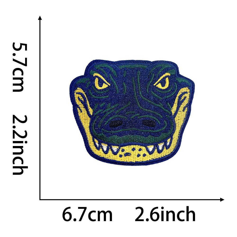 Wholesale Polyester Embroidered Cartoon Crocodile Patch DIY Iron On Applique For Shoes Hats Fashion Accessory