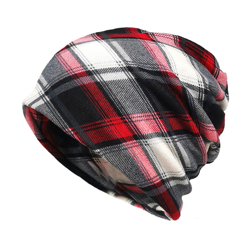 Wholesale Brimless Polyester Turban Neck Scarf Warm Plaid Pullover Knitted Hat