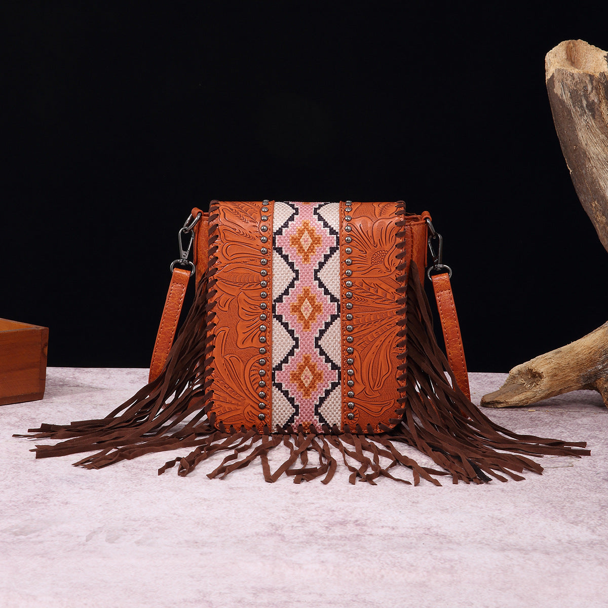 Wholesale Bohemian Aztec Leather Carved Shoulder Crossbody Bag