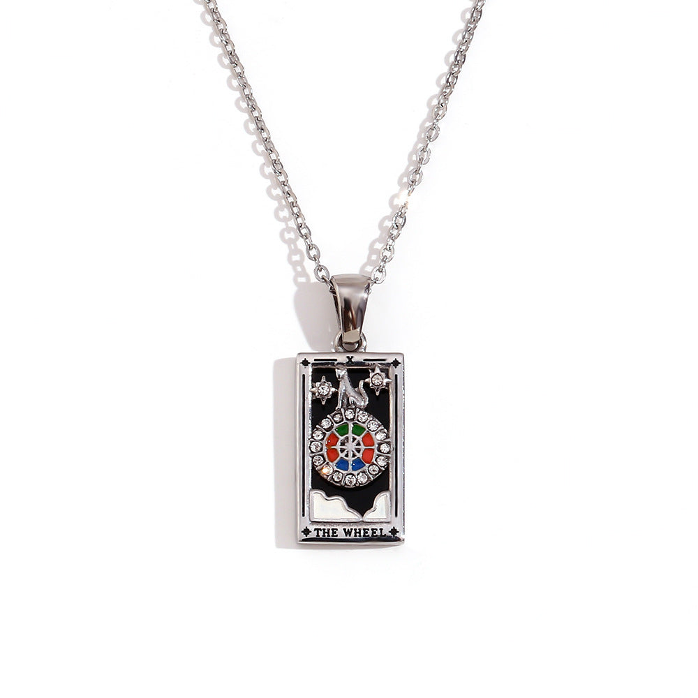 Wholesale Gold and silver Tarot card Stainless Steel Necklace