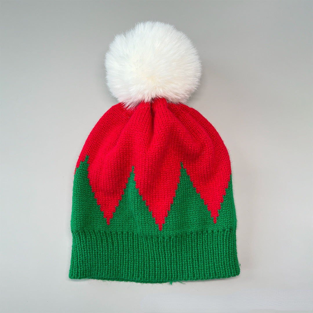 Wholesale Christmas Knitted Beanie Warm Wool Ball Hat